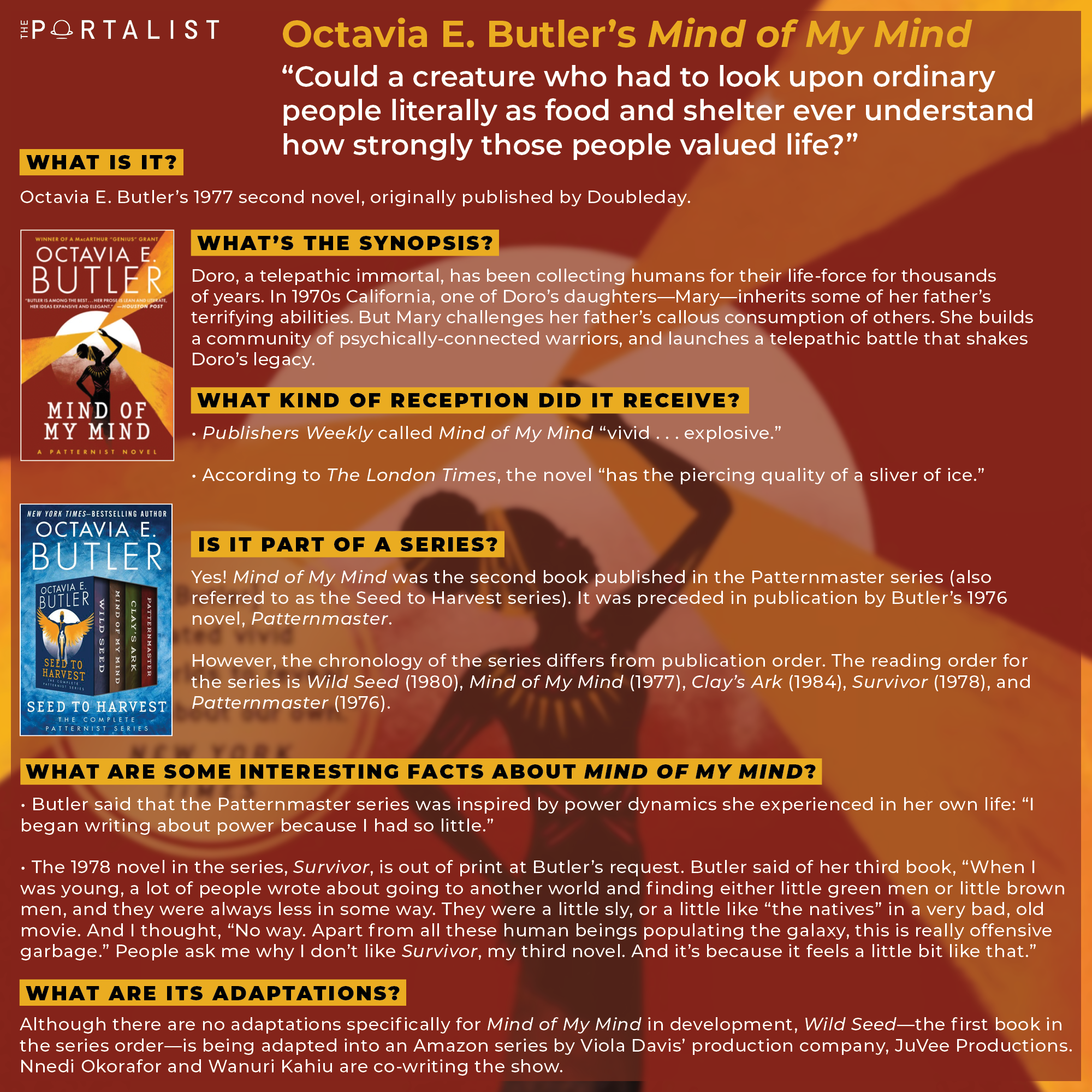 Infographic: Explore Octavia E. Butler's Mind of my Mind